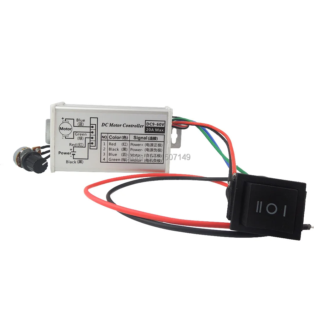 PWM регулятор скорости двигателя 12V24V36V48V 20A DC мотор переменная скорость переключатель заднего хода