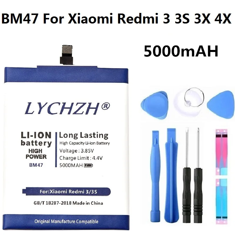 

Original 5000mAh Cell Phone Battery For Xiaomi Redmi 3 3S 3X 3 pro Red Rice Hongmi 3X Redmi 4x BM47 Battery