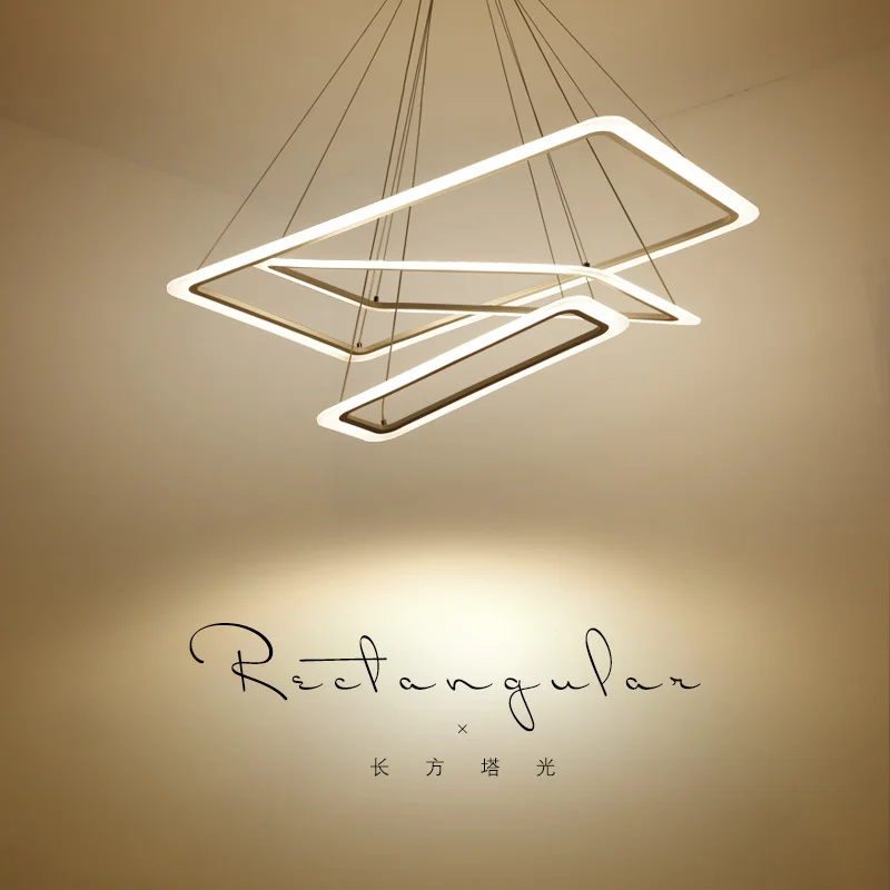 

Rectangular rings LED chandeliers acrylic lights lamp for dinning room living room lampadario moderno Lustre Chandelier Lighting