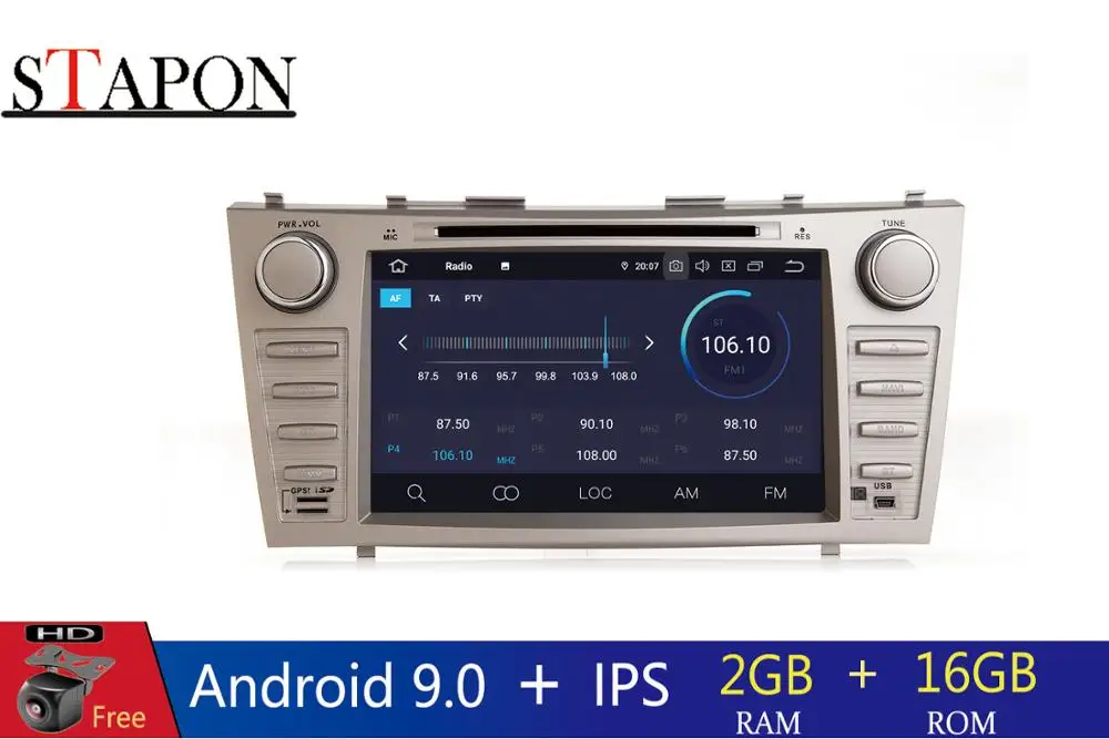 STAPON 2din Android 9,0 четырехъядерный процессор для Toyota Camry 2007-2011 2 Гб ram автомобильный DVD 7 дюймов gps радио с wifi данные беспроводного обмена FM AM DAB