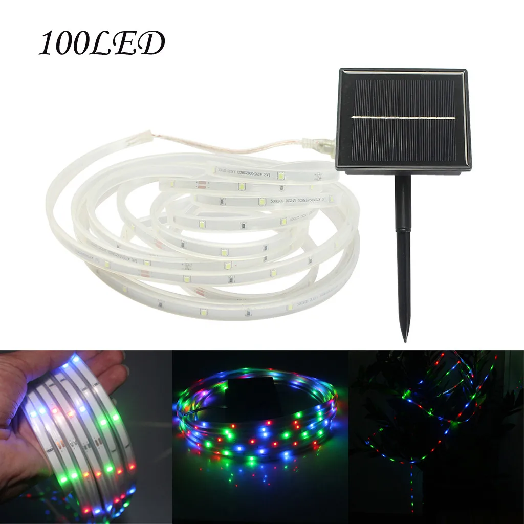 Новинка 2019 Светодиодная лента на солнечной батарее 100LED для улицы лужайки