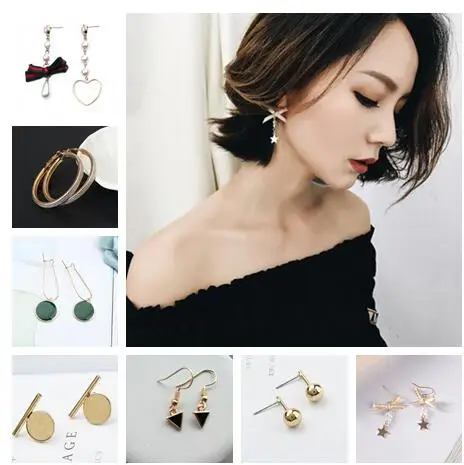 

R 22 2018 Europe and the United States simple fashion trendy design circle alloy tassel pearl earrings female multi-element jewe
