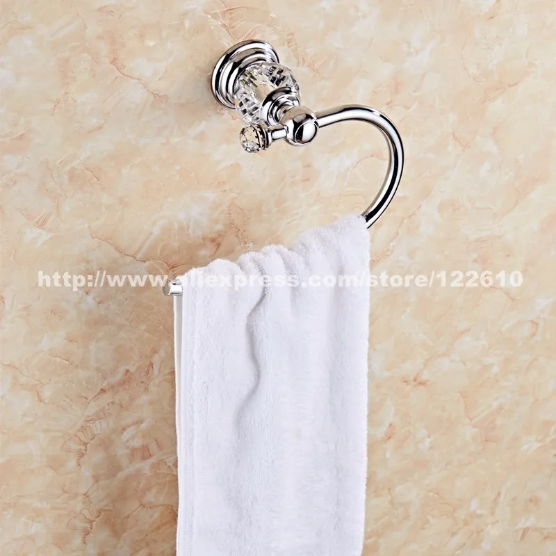 Grosshandel Chrom Badezimmer Handtuch Ring Halter Kristall
