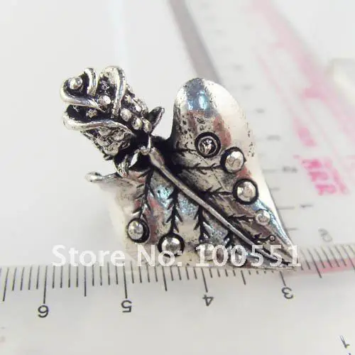 Женское Винтажное кольцо в виде цветка розы серебристого цвета|leaf ring|fashion rings for