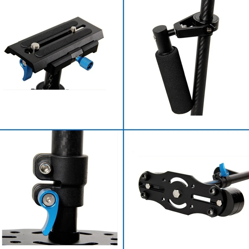  Lightdow Adjustable S60T Carbon Fiber Tube Extended Lenghth 60cm Compact Minicam Steadycam DSLR Cam