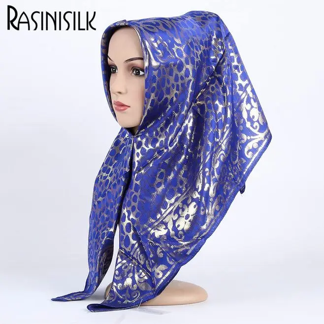 

New 100% Silk Jacquard Square Hjiab Muslim Wraps Head Scarf Turban Ultralight Retro Shawl Turkish Hijab Women Islamic Headscarf