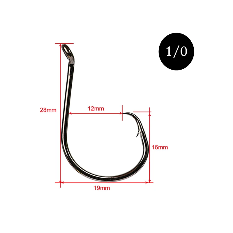 50 шт. 1/0-12/0 Круг Осьминог колючие рыболовные Крючки соленой воды муха карпа Офсетные Крючки Одиночная приманка джиг червь помощь рыболовный крючок Pesca - Цвет: 50pcs 1-0