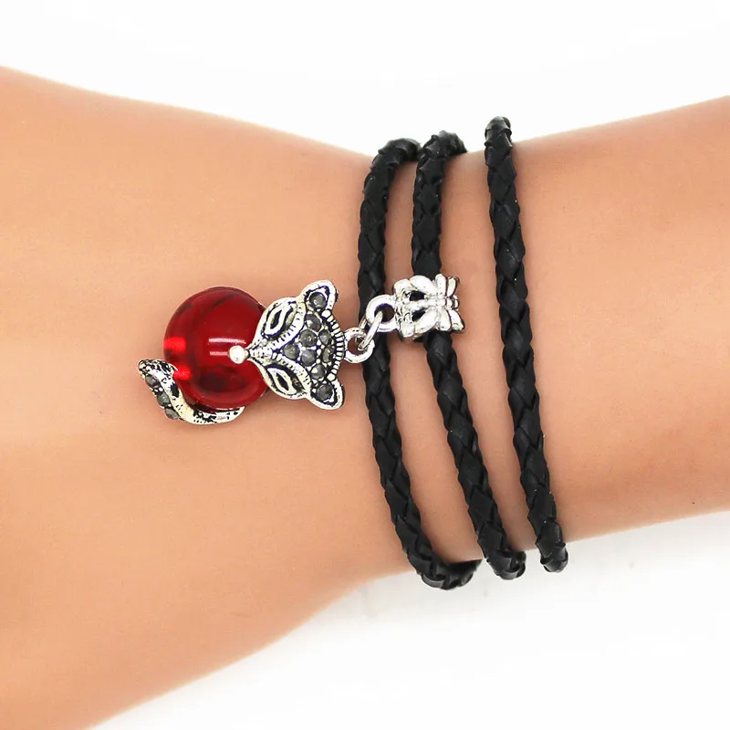 

High Quality DIY Real Leather Chain And Copper Clip Charms Bracelet Fox Bracelet Jewelry 1pcs Free Shipping