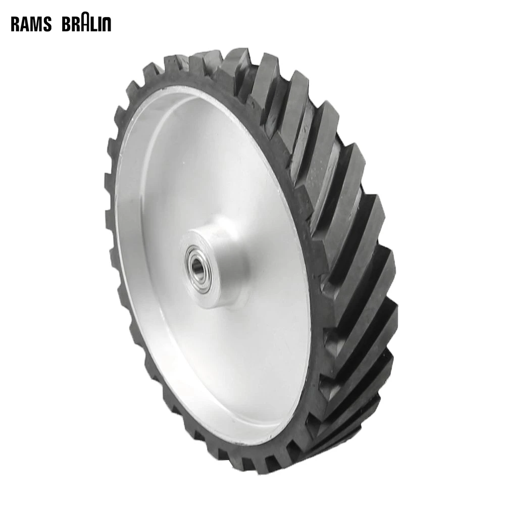 300*50mm Grooved Rubber Wheel Dynamically Balanced Belt Sander Polisher