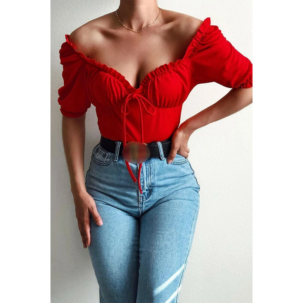 

Summer Women Sexy Off Shoulder Chiffon Long Sleeve Floral Print T-Shirt Hot Sale Spring Cropped Clothes Fashionable Tops 2019