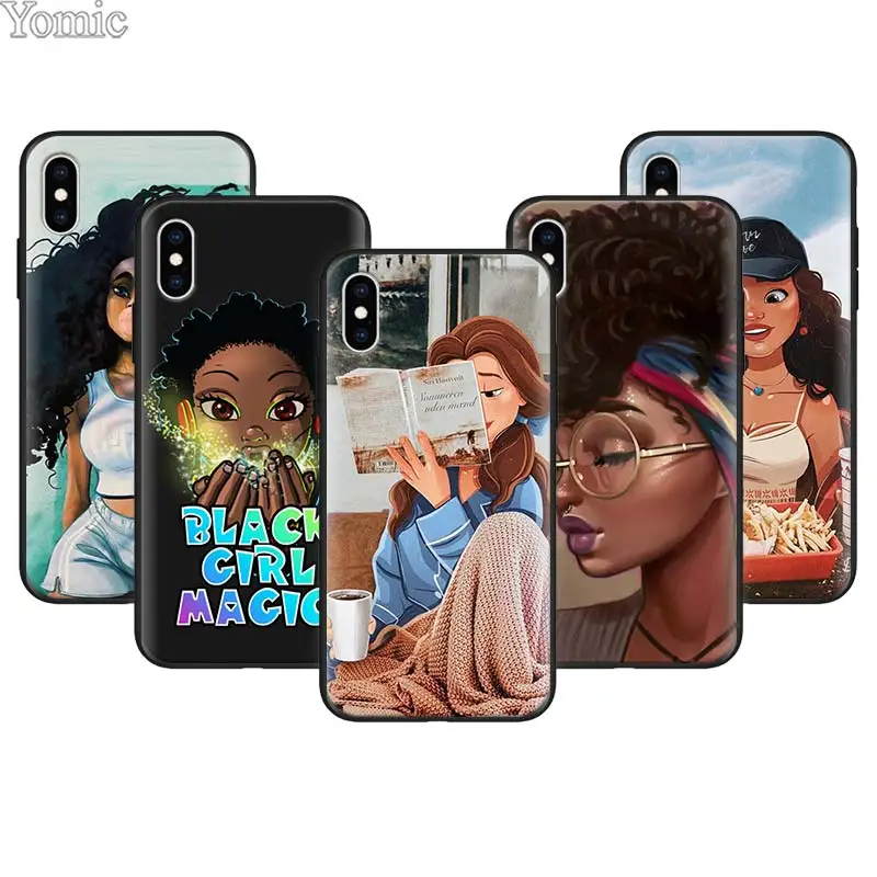 

Beautiful Afro Girls Black Soft Phone Case for Apple iPhone 7 8 6 6s Plus 5S SE Cases for iPhone X XR XS MAX Case Coque