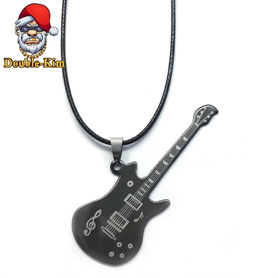 

Guitar Men Pendant Necklace Hiphop Rock Street Culture Titanium Stainless Steel Chain Necklace Fashion Man Jewelry Gift