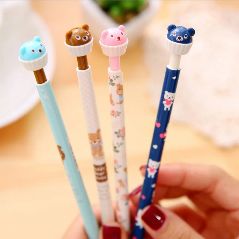 4 pcs/lot Cute Kawaii Flower Mechanical Pencil Cartoon Bear Automatic