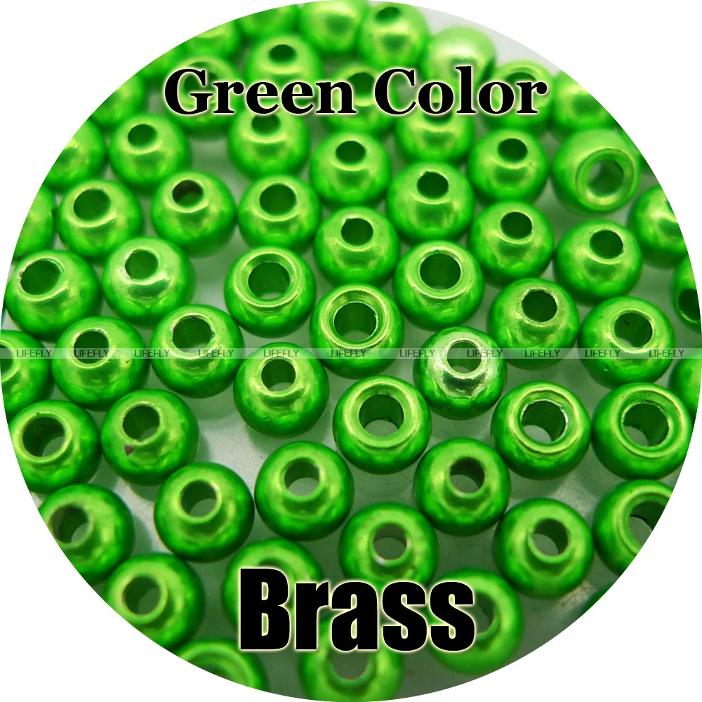 Green Color, 200 Brass Beads, Countersunk, Fly Tying, Fishingin