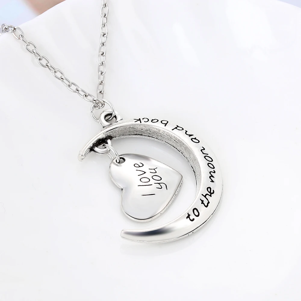 

1Pcs Bijoux I Love You To the Moon And Back Necklace Love Forever Moon Choker Pendant Necklace For Women Men Couple Lovers Gifts
