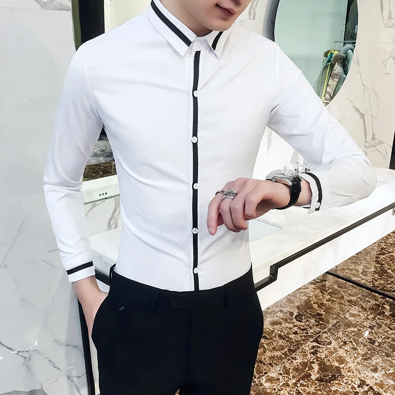 Camisa Social Masculina высокое качество Весенняя Мужская рубашка жених свадебный смокинг