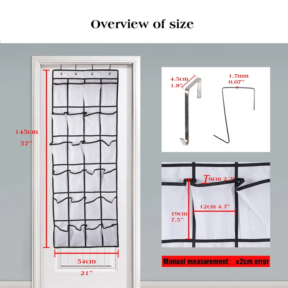24 карманов настенный органайзер для обуви над дверью белый шкаф, органайзер для хранения украшения дома для Space Saver пояс держатель