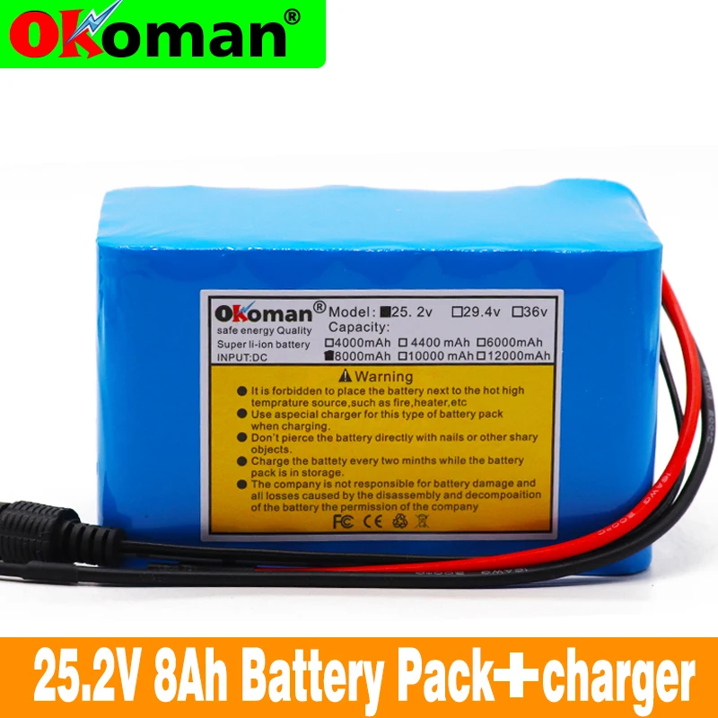 

Large capacity 24V 8Ah 6S4P 18650 Li-ion Battery pack 25.2v 8000mAh Electric Bicycle Moped /electric/lithium Ion Battery Pack