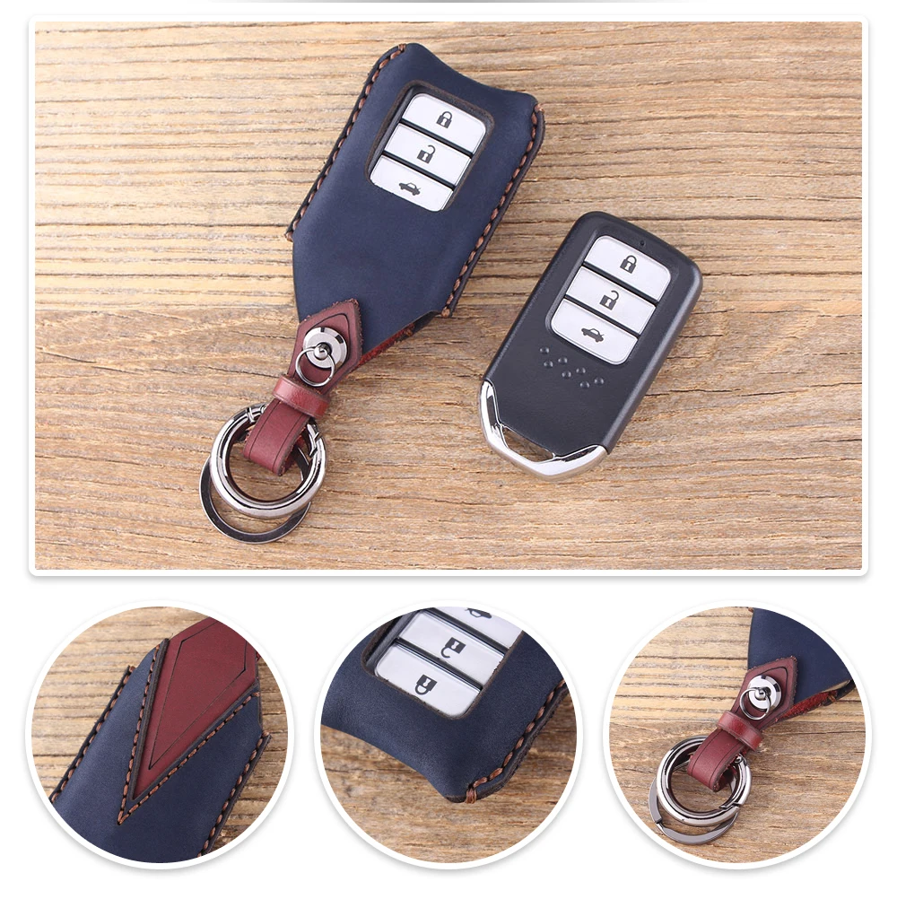 KEYYOU натуральная кожа 3 кнопки Автомобильный ключ чехол Чехол для бумажника брелок для Honda Fit Jazz Accord Civic CR-V XRV Pilot