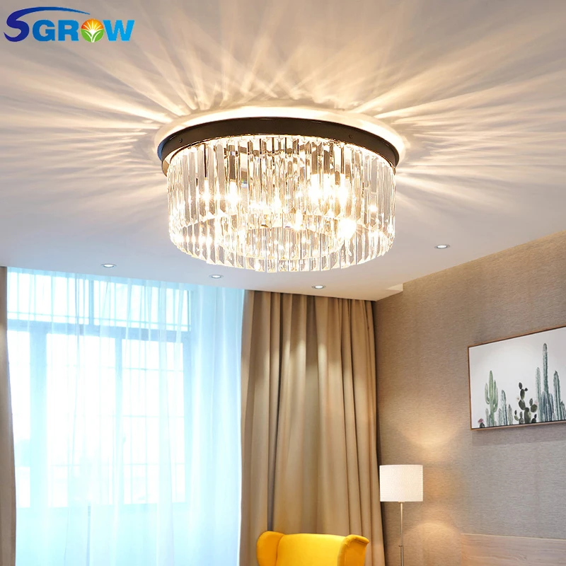 

SGROW Art Decoration Crystal Ceiling Lamps Luxury Hanging Led Lamp Light Fixtures for Living Room Dinning Room Lampes suspendues