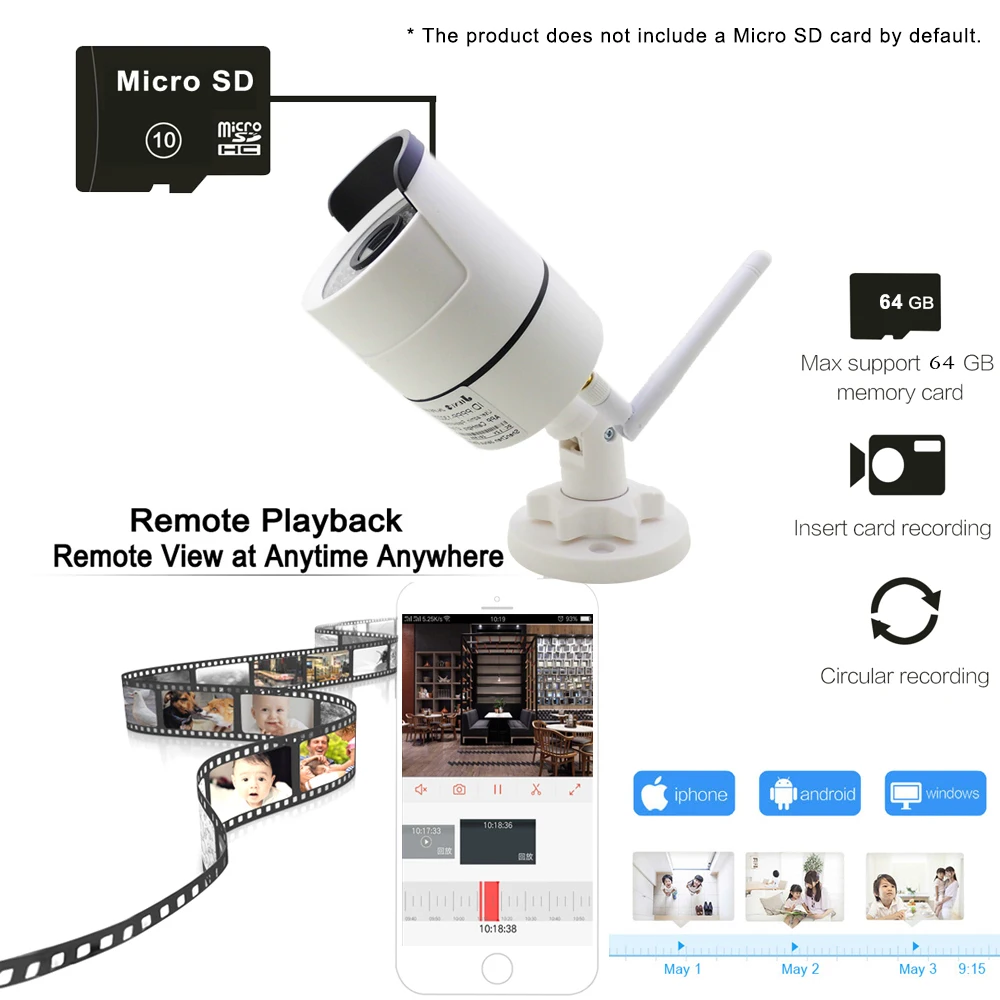 IP камера наружного видеонаблюдения Wi Fi 1080/960/720P 3 м|Камеры видеонаблюдения| |