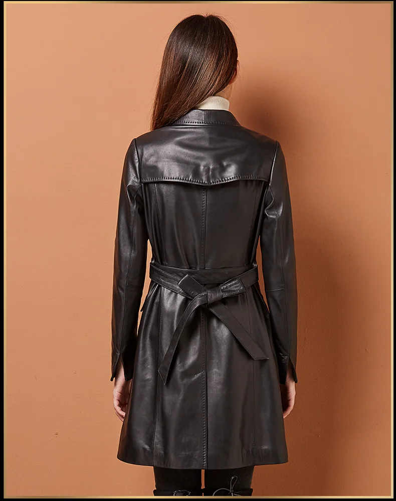 KMETRAM Новая Женская Весенняя куртка женская черная ветровка Повседневная Элегантная стильная настоящая Овчина кожаная куртка женская HH755