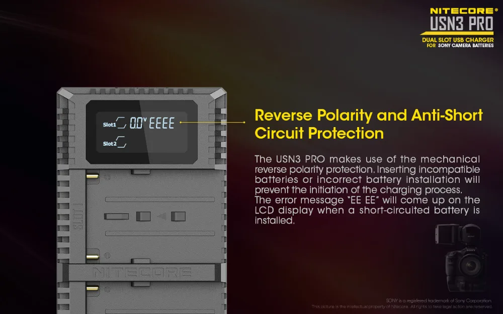 Nitecore USN3 Pro Двойной слот USB QC Зарядное устройство для sony NP-FM500H NP-F550 NP-F970 NP-F770 NP-F730 NP-F750 F550 F970 Камера Батарея