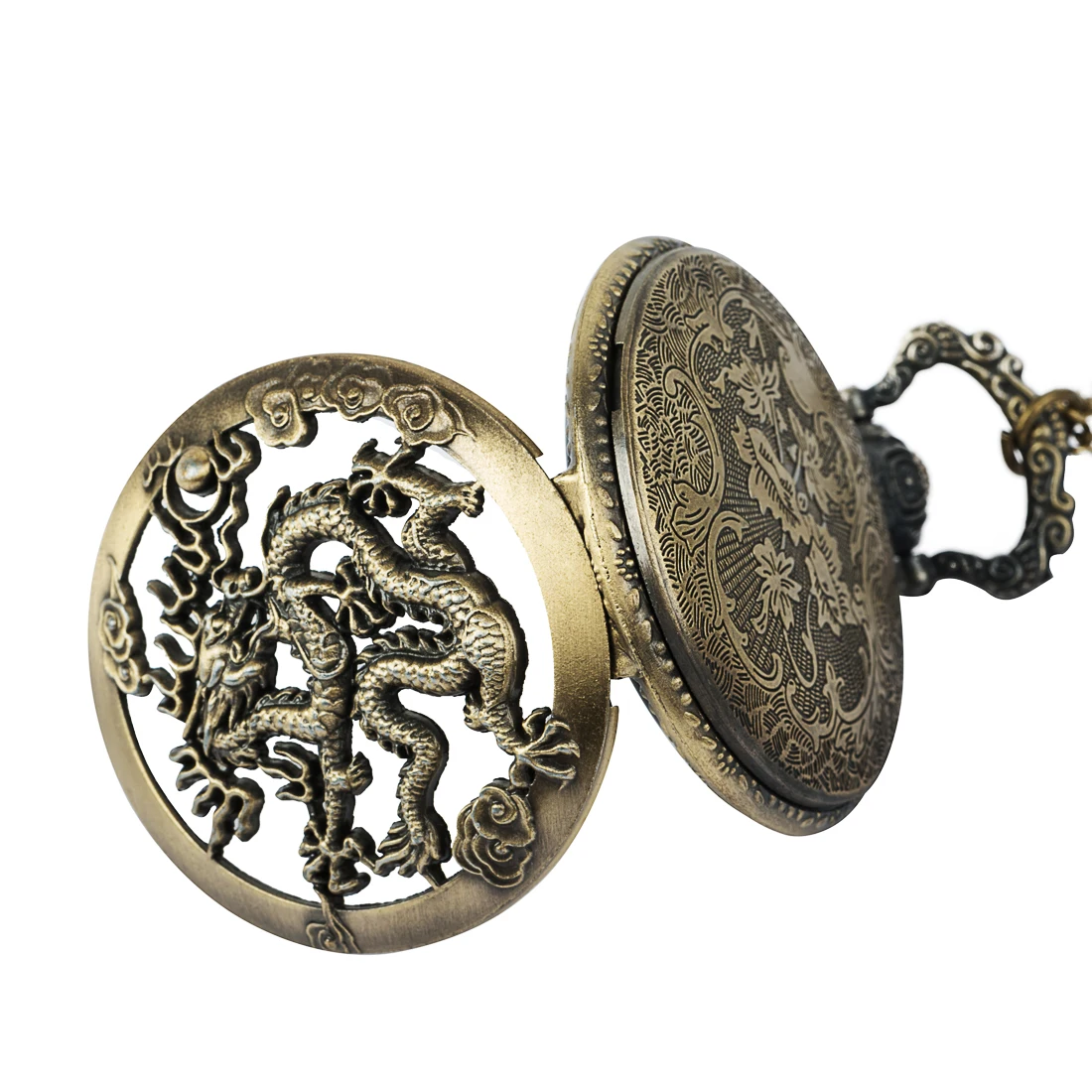 Pocket & Fob Watch Bronze Hollow Dragon Pocket Watch Chains Pendant Necklace Chinese Totem Pocket Watches for Men/Women Pocket & Fob Watch Bronze Hollow Dragon Pocket Watch Chains Pendant Necklace Chinese Totem Pocket Watches for Men/Women