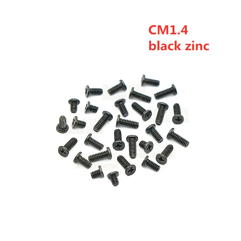 

100pcs/lot Wafer head philips screws M1.4*1/1.5/2/2.5/3/3.5/4/4.5/5 steel black zinc CM1.4