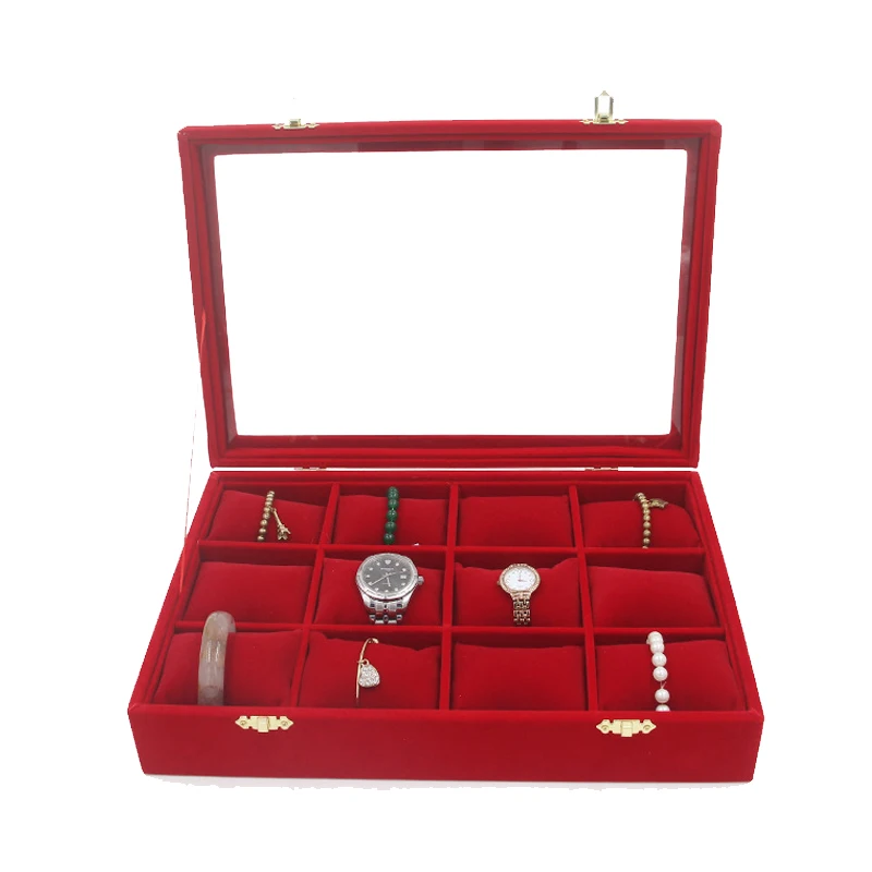 Mordoa 12 Slots Pillow Style Jewelry Watch Bracelet Display Tray Box