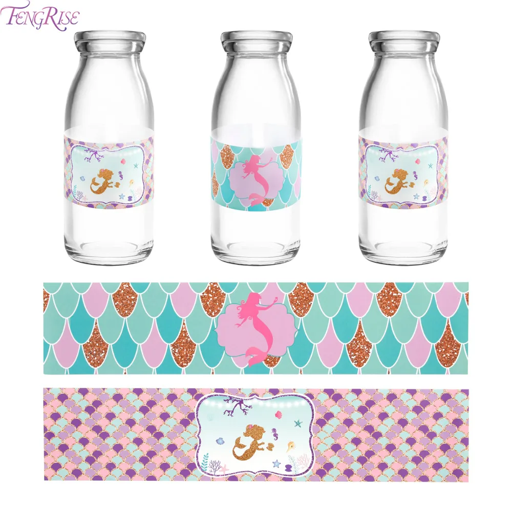 

FENGRISE The Little Mermaid Bottle Stickers Mermaid Party Supplies Birthday Party Decor Kids Mermaid Birthday Decor Baby Shower