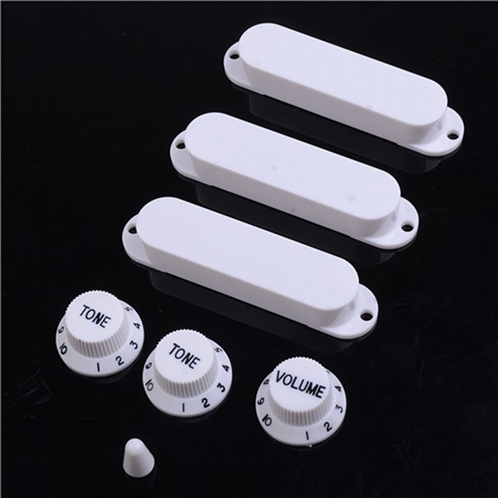 1 Set Plastic Closed Single Coil Pickup Cover with Volume Tone  Crontrol Knob Switch Tip for Electric Guitar Parts