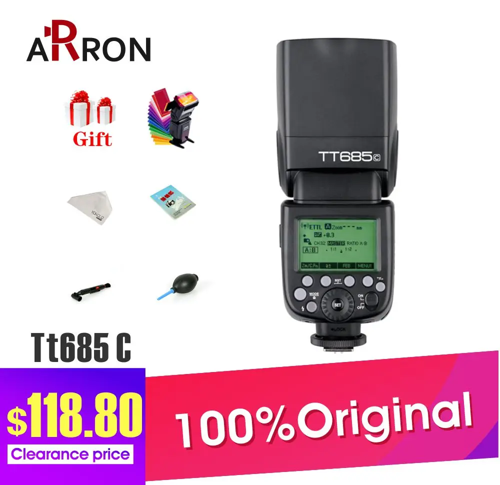

Godox TT685C Speedlite High-Speed Sync External TTL For Canon Flash 1100D 1000D 7D 6D 60D 50D 600D 500D