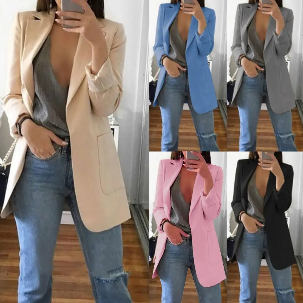 

2019 Fashion Hot Women Autumn Cardigans Long Sleeves Slim Fit Turn-down Collar Female Suit Coat MSK66