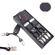 Модные мужские 6 зажимов черные+ белые сетки подтяжки на подтяжках без коробки регулируемый ремень tirantes Hombre 3,5*120 см