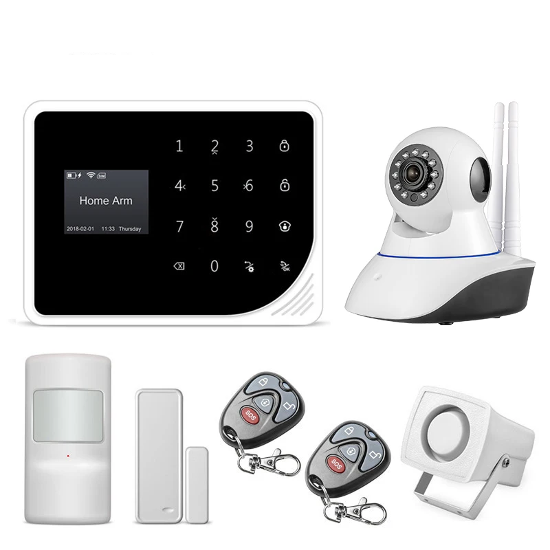 

FUERS S5 WIFI GSM GPRS 2G Alarm System Wireless Home Security APP Control PIR Motion Detector 720P IP Camera