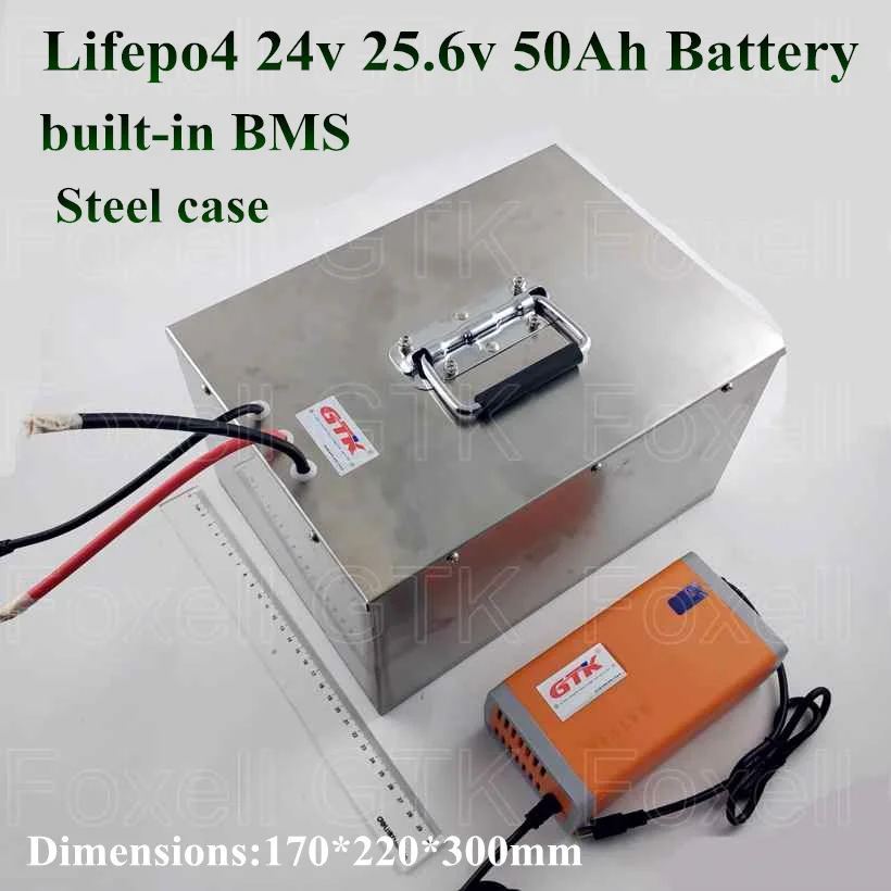 Горд 24 V 25,6 v 50AH LiFePO4 ячеек глубокий цикл 50A BMS мощность разряда Аккумулятор для лодки RV солнечной энергии ветра электродвигатель для скутера 25 v