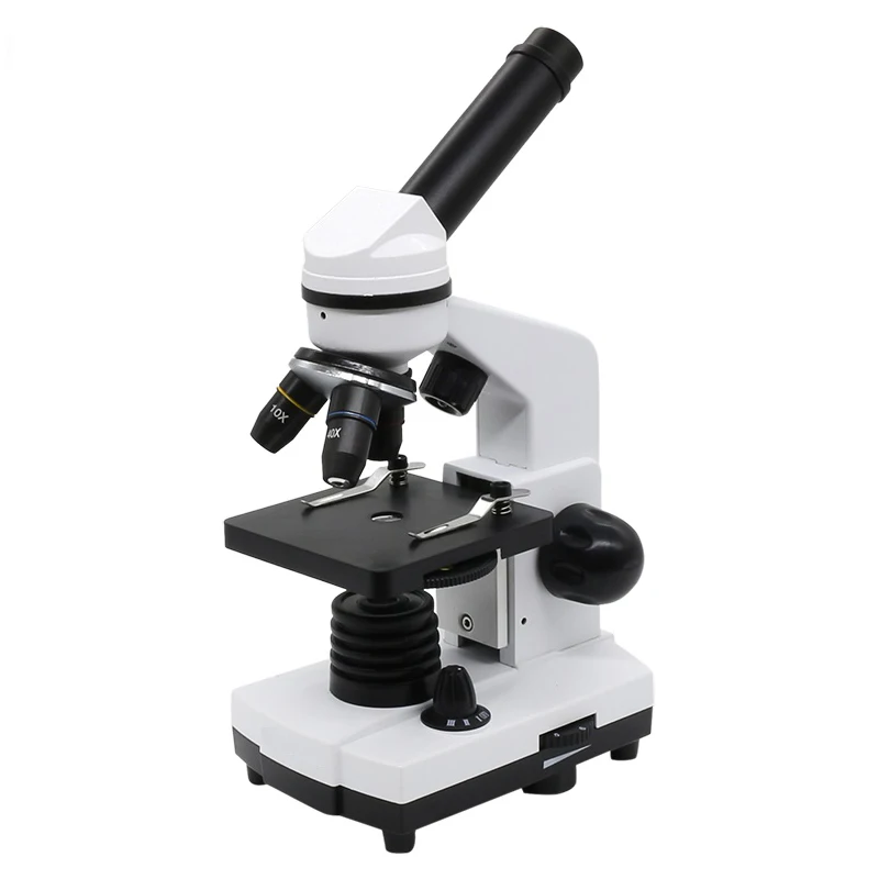 Professional Biological Microscope Compound Monocular Student Microscope LED School Laboratory with Smartphone Adapter 40X-1600X
