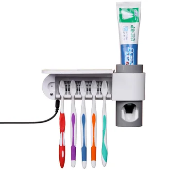 

2 in 1 UV Light Ultraviolet Toothbrush Sterilizer Automatic Toothpaste Squeezer Dispenser Toothbrush Holder Cleaner 110-240V PJ