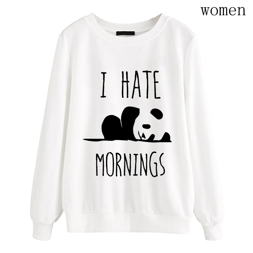 Осенняя флисовая Толстовка harajuku Lady I HATE MORNINGS kawaii Panda, толстовки для женщин, топовые Брендовые спортивные костюмы, женские пуловеры - Цвет: white1