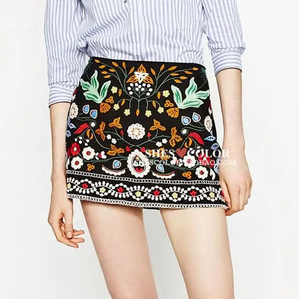 Mexico Folk Embroidery Women Skirt Short Summer Fashion Ethnic