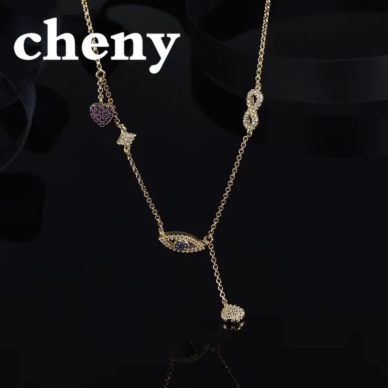 

cheny fit apm hyperbole design necklace s925 sterling silver eyes shape gold chain bohemian indian style fashion jewelry womens