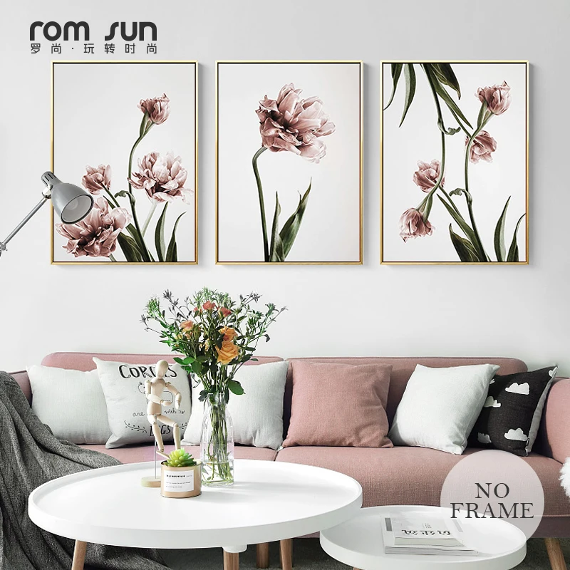 Hd Romantic Nordic Flowers Poster Canvas Painting Wall Pictures