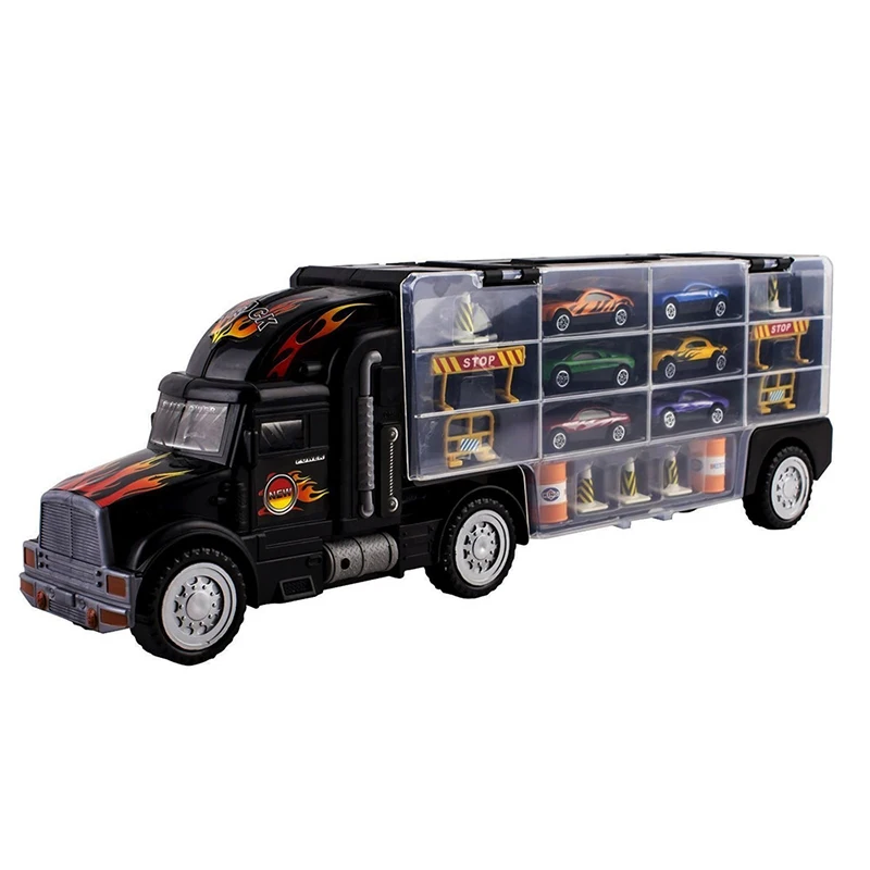 18Pcs/set Transport Car Carrier Truck Toy for Boys (includes Alloy