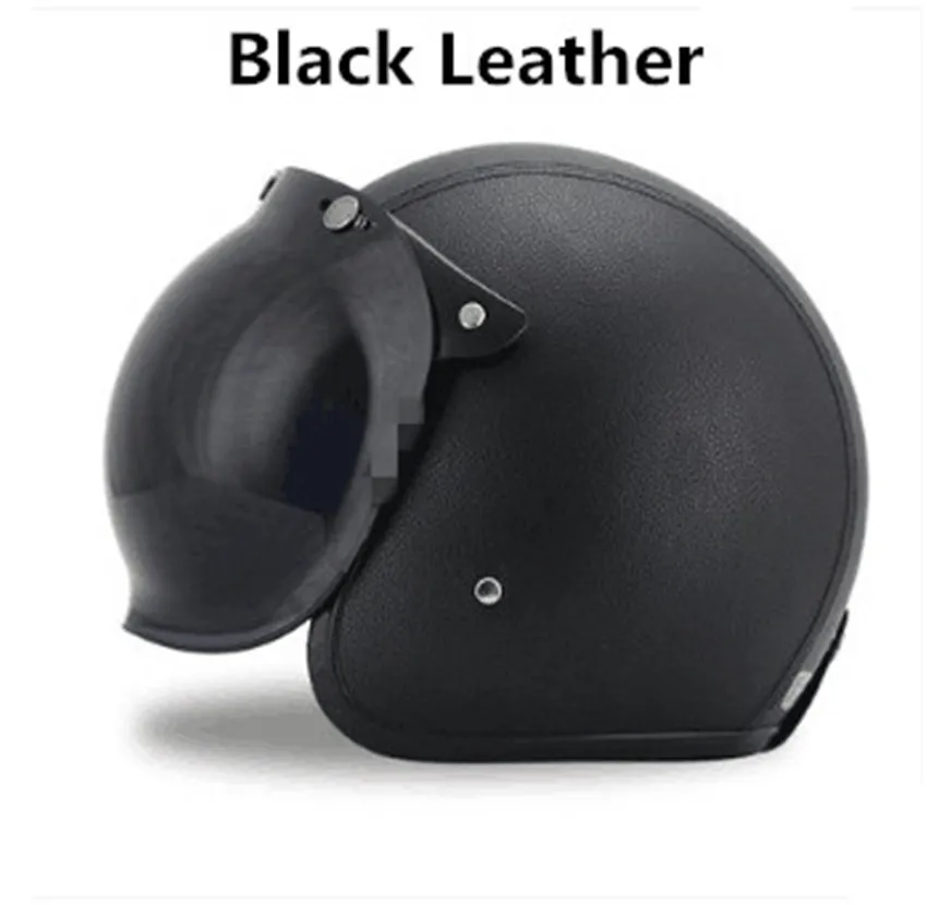 

Free shipping Black Adult Open Face Half Leather Helmet Harley Moto Motorcycle Helmet vintage Motorcycle Motorbike Vespa