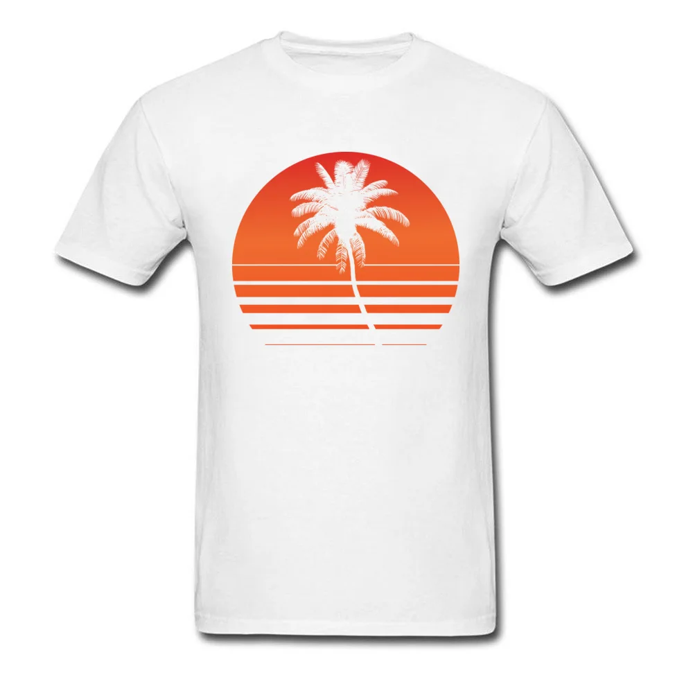 Male Tops Shirt sunset palm tree 2018 Discount Design T Shirt 100% Cotton Short Sleeve Normal Tee Shirts Crew Neck sunset palm tree white