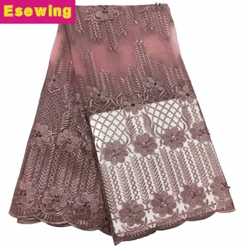 

2019 Latest Peach Color French Nigerian Laces Fabrics High Quality Tulle African Laces Fabric Wedding African French Tulle Lace