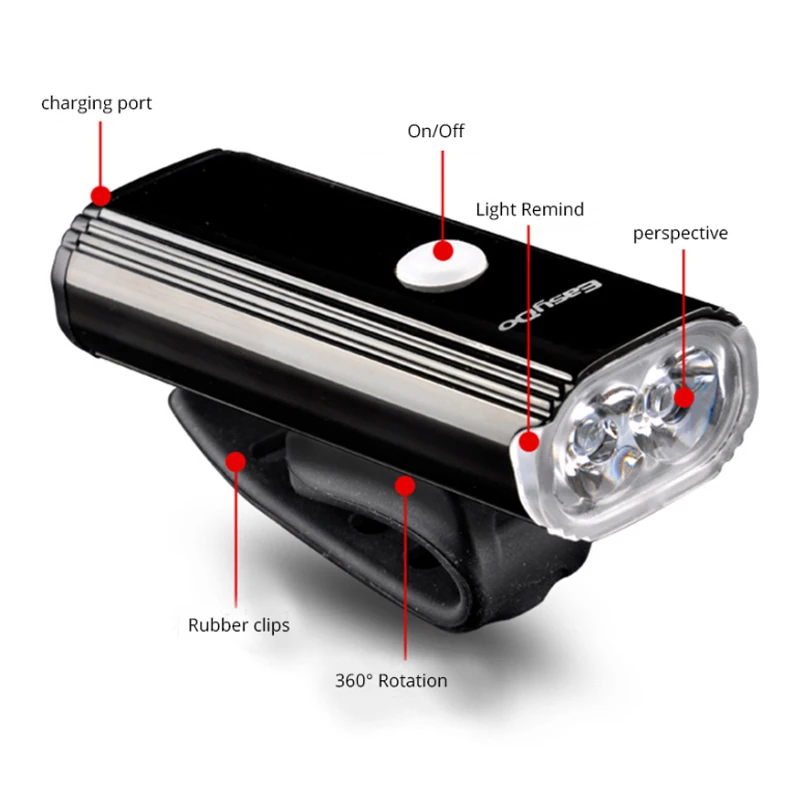 Discount Easydo 1000 Lumens Bicycle Headlight 4400mAh Waterproof MTB Road Bike LED Front Light with 120 LM Cycling Taillight Rear Lamp 1