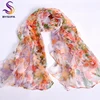 Pink Orange Silk Scarf 2016 New Design Long Female Scarves Printed 170*105cm Spring Autumn Fashion Accessories Women Silk Scarf 1