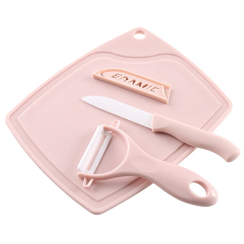

Kitchen Set 3pcs Fruit Vegetable Cutting Board Cooking Tools Mini Plastic Ceramic Fruit Knife Sets